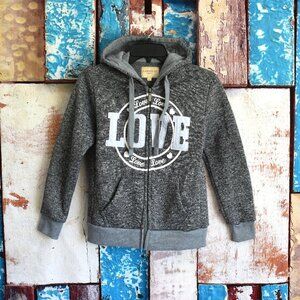 Women's Lamasini Fashion Junior's Hoodie Full Zip Jacket Love MEDIUM Gray